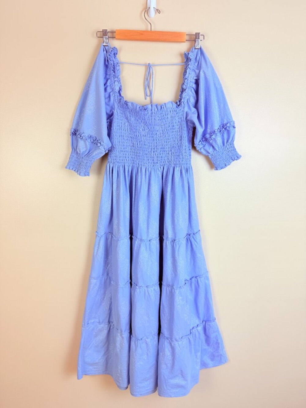 NWOT Hill House Home Nesli Nap Dress Light Blue Glitter Check Size L